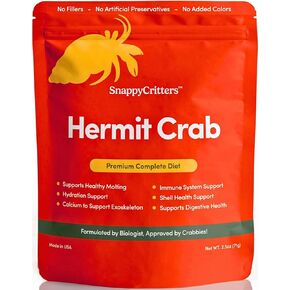 Hermit Crab Food - Premium Complete Diet. Non-GMO Organic. US FDA Facility. Supports Molting, Shell Health, Digestive System and Over-All Immune System - 2.5 oz