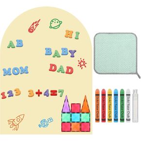 Magnetic Chalkboard for Wall Magnetic Wall Decal with Pastel Markers Dishcloth and Chalkboard Wallpaper Sheets for Office School Playroom Kids(Ivory,24 x 32 Inches)
