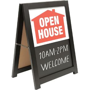 Excello Global Products 19"x25" Dual-Sided Open House A-Frame Sidewalk Sign with Chalkboard19"x25" Open House A-Frame