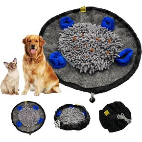 Mgcyohole Snuffer Mat for Dogs ، 18.8 "× 18.8 '' وعاء الكلب ، استنشاق ألعاب ألغاز لعبة التغذية التفاعلية ، يشجع مهارات البحث الطبيعية على الأكل البطيء للتخفيف من الإجهاد S/m/الكلاب الكبيرة (Magic Gray) 1