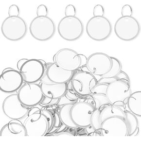 50Pcs Paper Key Tags with Metal Rings 1.22 Inch Blank Key Labels Round Keyring Tags White Keychain Label Identifiers for Car Backpack Luggage DIY Accessories