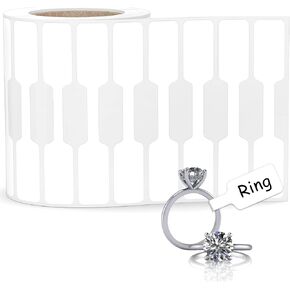 500 Labels/Roll Self-Adhesive Jewelry Price Tags for Necklace, Bracelet, Ring - Blank White Rectangle Jewelry Stickers with Easy Peel Off, Durable Smudge-Proof Labels for Pricing & Display (1 Roll)