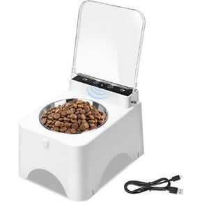 2025 New Pet Food Feeder Cat Food Feeder Pet Water Fountain Cat Feeding & Watering Supplies Automatic Induction lid Opening 380ML Large Capacity Rechargeable Stainless Steel