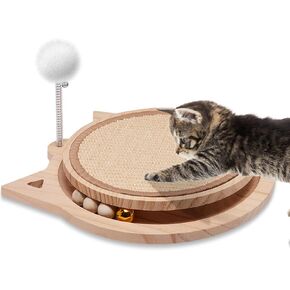 لوحة خدش Cat مع سيزال طبيعي ، ألعاب قطة Cat التفاعلية مع كرة سبرينج سبريس للقطط البالغة بالملل ، واقي الأثاث Cat Scratch للعب النشط ويخفف من الإجهاد