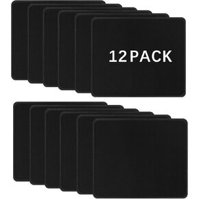 12 PCS أسود فأر وسادة الجزء الأكبر مع حافة خياطة ، 10.2x8.3.3 بوصة ، سمك 3 مم قسط من القاعدة غير القابلة للانزلاق لوحة الماوس وسادة الماوس للألعاب القابلة للغسل للمكتب والمنزل