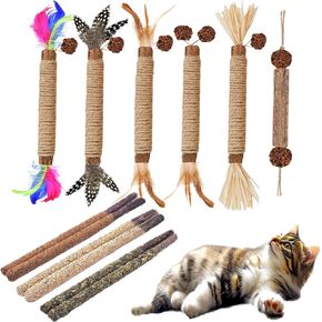 ألعاب Cat 12pack - ألعاب Silvervine & Catnip مع عصا الريشة ومضغ لتنظيف الأسنان وممارسة الرياضة