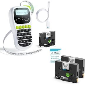 H1100 Label Maker Machine with 1 Sample Laminated White Tape and 2 Pack Regular Laminated White Tapes, 12mm 0.47 Inch