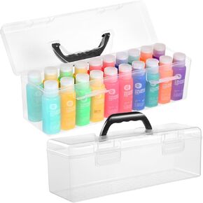 2 PCS صناديق تخزين الطلاء لطلاء Apple Barrel Acrylic ، صندوق إمدادات فني واضح محمول مع مقبض 30 زجاجات منظم الدهانات أكريليك لمدة 2 FL. أوز يرسم زجاجات