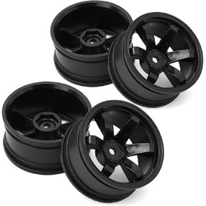 1/10 RC Rally Racing Wheels 12mm Hex Hard Plastic On Road Hubs Rims for 1:10 Scale Drift Car Tires Tamiya TT01 TT02 XV01 A959 PTG2 144001 HPI KYOSHO HSP PTG2 Touring Street Tyres 4PCS (White)