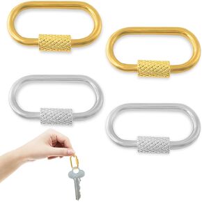 4 أجهزة كمبيوتر صغيرة قفل المسمار carabiner الفولاذ المقاوم للصدأ القفل مفتاح القفل مفتاح مفتاح مفتاح مفتاح لصنع المجوهرات