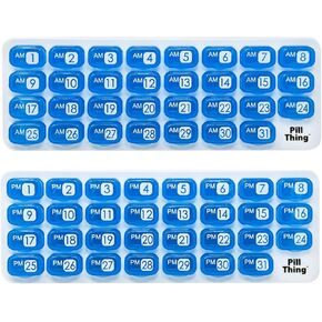 AM/PM Monthly Pill Organizer Tray with 31 Morning and Evening Daily Removable Pill Box Pods (Clear - AM/PM)