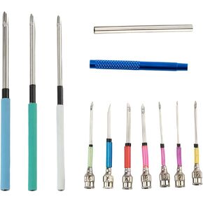 13-Piece Punch Needle Kit - 10 Sizes with Handles for Adult Beginners, Ideal for Cross Stitch and DIY Embroidery Crafts