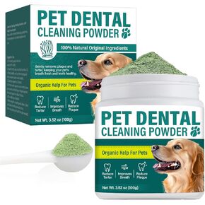 Dog Dental Powder, Professional Dogs Teeth Cleaning, Breath Freshening, Tartar and Plaque Reduction, Suitable for All Dog Types, 100 g