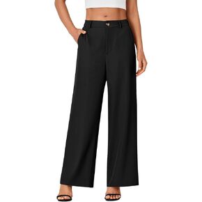LYANER Women's High Waist Wide Leg Dressy Work Trousers Business Palazzo Pants with Pockets