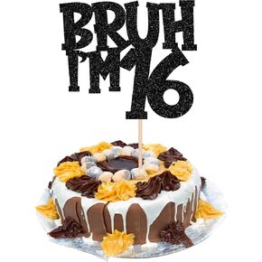 1 PCS Bruh أنا 13 كعكة Topper Black Glitter Happy 13th كعكة عيد الميلاد اختيار Bro أنا 13 هذا هو الديكور كعكة عيد ميلاد الثالث عشر لهتافات إلى 13 سنة زخارف حفلة عيد ميلاد لوازم