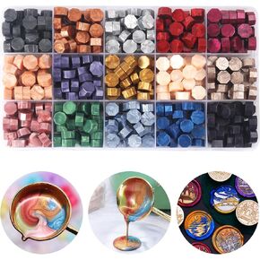 1200 PCS 48 Colors Wax Seal Beads ، LonBeiify عدة ألوان الخرز لأختام الطوابع ، كريات الشمع الأحمر الأسود الأسود الكبرى لدعوة الزفاف ، أختام الظرف (48 مجموعة شاشات) in Kuwait
