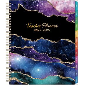 Teacher Planner 2025-2026, Lesson Plan Book 2025-2026, JUL 2025 - JUN 2026, Teacher Lesson Plan Book, School Schedules Academic Planner, 8.5" x 11", Colorful Monthly Tabs, Back Pocket