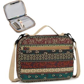 Bible Case for Women, Bible Covers Bible Carrying Book Case for Women Girls with Detachable Shoulder Strap and Durable Handle, Bible Gift Bible Protective Bag with Multi-Pockets, Bohemian