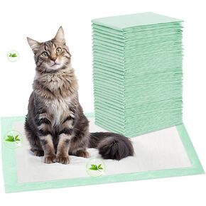 45 COUNT CAT PEE PADS تعبئة ملء مع نظام القمامة النسيم القطط ، وسادات بطانة معطرة طازجة لصندوق القمامة ، 16.9 "x11.4"