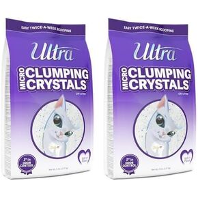 Ultra Pet Clumping Crystal Cat Litter, White Crystals with Multicolor Crystals, 5 Lbs (Pack of 2)