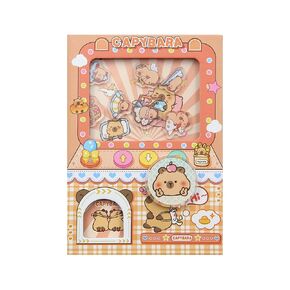 Geluode Capybara A7 Mini Noteboor ، Capsule Toy Design Cute Kawaii Capybara موضوع ، ومتعة ومفتحة وظيفية للمجلات والمذكرات والهدايا للأطفال (Orange)