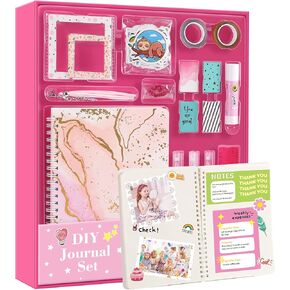 DIY Journal Kit for Girls-عيد ميلاد مثالي وهدية عيد الميلاد للأعمار من 8 إلى 12 عامًا ، ومستلزمات القصاصات والمذكرات المُجلة للإبداع ، والعقل ، والتعبير عن الذات