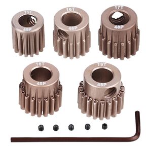 مجموعة ترس المحرك 48DP - 15T 16T 17T 18T 19T Premium 7075 Aluminium Aluloy لنموذج RC 1/10 مع عمود 5 مم