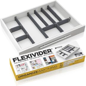 Practical Comfort Custom Drawer Organizer 9 Adjustable Aluminum Dividers, Black – For Kitchen, Bathroom, Office, and More