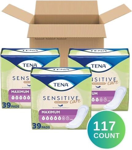 فوط صحية للسيدات المصابات بمرض سلس البول من تينا, Heavy Long, , 117 Count (Pack of 3), , in Kuwait