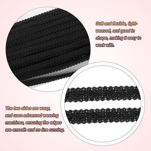 uxcell gimp braid trim ، 15 ياردة × 3/8 "(11 ملم) تقليم المفروشات للستائر لإكسسوارات الخياطة الحرفية DIY ، الوردي in Kuwait