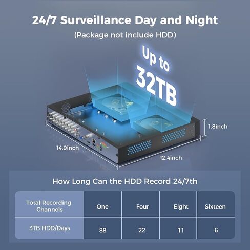 Hiseeu 4K 8 Channel H.265+ DVR Security Digital Video Recorder Advanced 8MP DVR with Person Vehicle Detection for CCTV Security Camera,AHD/TVI/CVI/CVBS/IPC,Remote Access,No Monthly Fee,No Hard Drive in Saudi Arabia