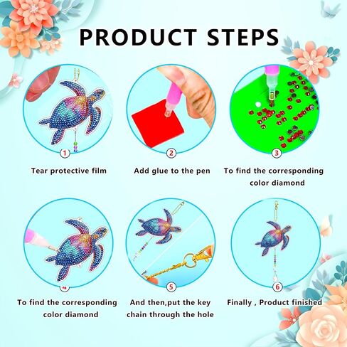 JeCuiK 6 Pcs Ocean Diamond Art Kits for Adults Diamond Painting Wind Chimes Sea Animal Diamonds Painting Suncatcher Double Sided Small Diamond Painting Kits Best Gifts for Mom in Saudi Arabia