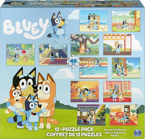 Spin Master Games, Bluey Puzzles 12-Pack, Jigsaw Puzzles for Preschoolers, Ages 4 & Up in Saudi Arabia
