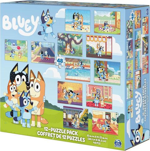 Spin Master Games, Bluey Puzzles 12-Pack, Jigsaw Puzzles for Preschoolers, Ages 4 & Up in Saudi Arabia