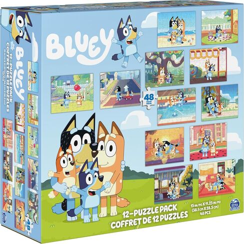Spin Master Games, Bluey Puzzles 12-Pack, Jigsaw Puzzles for Preschoolers, Ages 4 & Up in Saudi Arabia