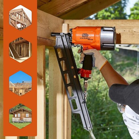 NR2183 Framing Nail Gun 2-Inch up to 3-1/4-Inch Plastic Strip Framing Nails Pneumatic Nailer 21 Degree Aluminum Magazine in Saudi Arabia