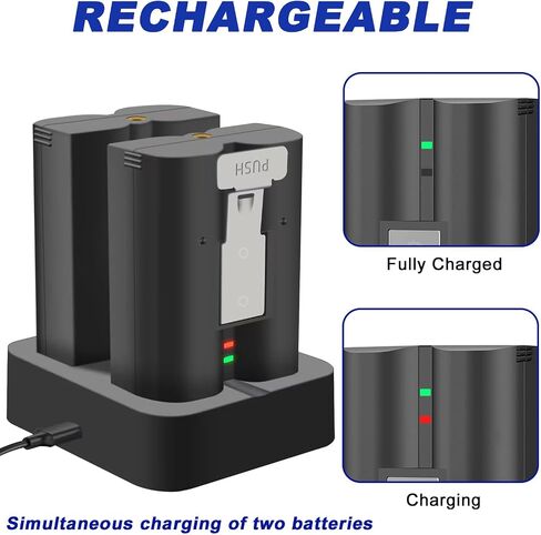 2-Pack 6040mAh Replacement Battery Compatible with Ring-Video Doorbell 2/3/3plus/4, Stick Up Cam (2nd & 3rd Gen) and Spotlight Cam, Rechargeable V4 Battery with Charger Station for Ring Camera 3.65V in Kuwait