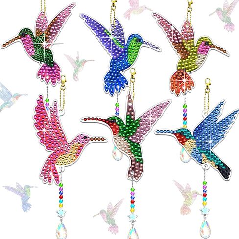 JeCuiK 6 Pcs Ocean Diamond Art Kits for Adults Diamond Painting Wind Chimes Sea Animal Diamonds Painting Suncatcher Double Sided Small Diamond Painting Kits Best Gifts for Mom in Saudi Arabia