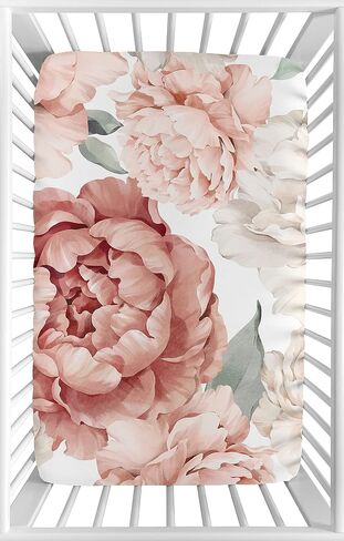 Sweet Jojo Designs Lavender Purple Boho Shabby Chic Floral Girl Baby Fitted Crib Sheet Photo Op Infant Newborn Nursery Toddler Bedroom Standard Mattress Violet Ivory Bohemian Vintage Watercolor Flower in Kuwait