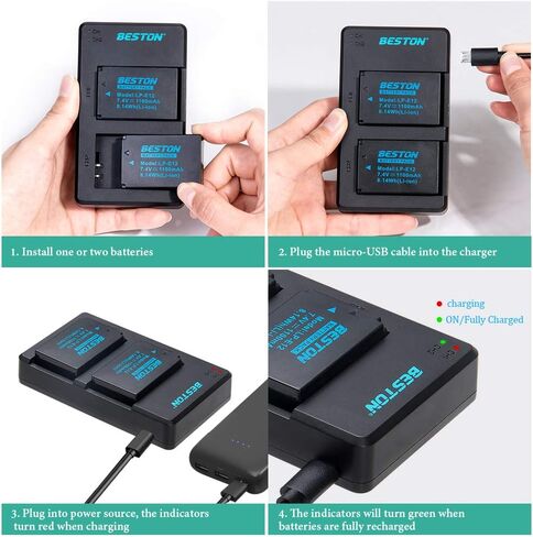BESTON 3-Pack LP-E12 Battery Pack and Rapid USB Charger for Canon EOS M M2 M10, M50, M50 Mark II, M100 M200, Rebel SL1, PowerShot SX70 HS Cameras in Kuwait