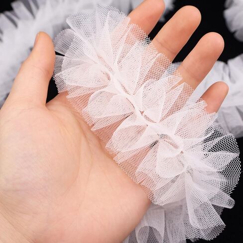 Red Ruffle Pleated Lace Trim 2 Yards Satin Ribbon Gather Ruffle Edge for Applique Sewing Crafts, Home Decoration in Saudi Arabia