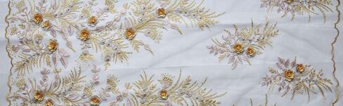 SanVera17 Applique African Lace Fabric 3D Lace Material Net Lace Fabric French Tulle Lace for Wedding Dress (Beige) 5 Yards in Kuwait