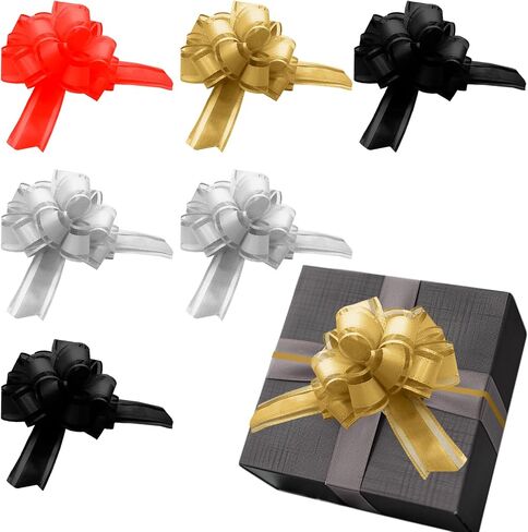 20 Pieces 5 inches Pull Bow Ribbon Bow Ribbon Gift Wrap Bows for Presents, Gift Baskets, Birthday Parties, Flower Baskets, Bouquets, Festivals Decorations（Gold、Silver、Red、Black） in Kuwait