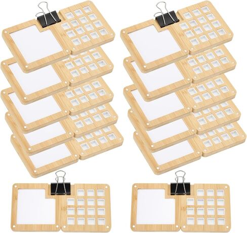 PATIKIL 15 Grids Mini Portable Palette, 12Pcs Wooden Sketchbook Palette, Mixing Tray Pocket Magnetic Travel Paint Palette with Clip for Painters Artists Acrylic Painting, Light Brown in Kuwait