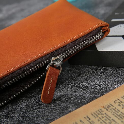 Genuine Leather Pen Pouch - Elegant Handcrafted Zipper Pencil Case, Small Coin Purse, Money Bag, and Makeup Case in Saudi Arabia