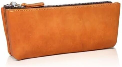 Genuine Leather Pen Pouch - Elegant Handcrafted Zipper Pencil Case, Small Coin Purse, Money Bag, and Makeup Case in Saudi Arabia