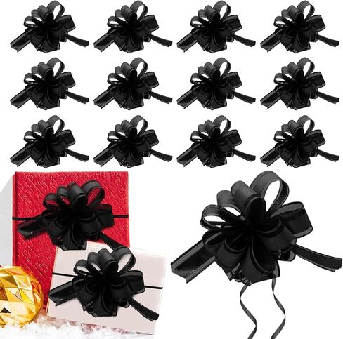 20 Pieces 5 inches Pull Bow Ribbon Bow Ribbon Gift Wrap Bows for Presents, Gift Baskets, Birthday Parties, Flower Baskets, Bouquets, Festivals Decorations（Gold、Silver、Red、Black） in Kuwait