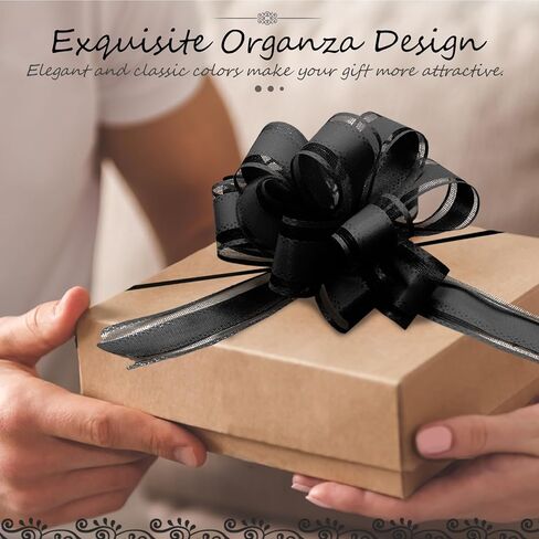 20 Pieces 5 inches Pull Bow Ribbon Bow Ribbon Gift Wrap Bows for Presents, Gift Baskets, Birthday Parties, Flower Baskets, Bouquets, Festivals Decorations（Gold、Silver、Red、Black） in Kuwait