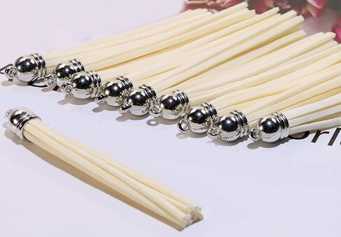 12Pcs Keychain Tassels 3.3 inch Small Faux Leather Tassel Pendant for Earring Necklace Jewelry Making and Crafts DIY (8.5 cm, Black) in Saudi Arabia