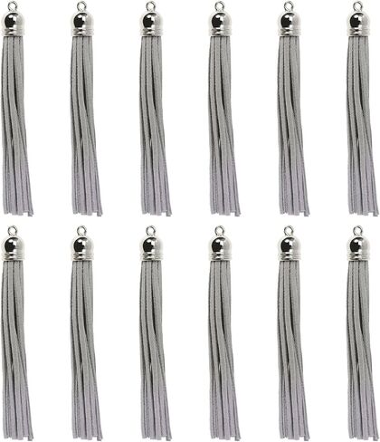 12Pcs Keychain Tassels 3.3 inch Small Faux Leather Tassel Pendant for Earring Necklace Jewelry Making and Crafts DIY (8.5 cm, Black) in Saudi Arabia